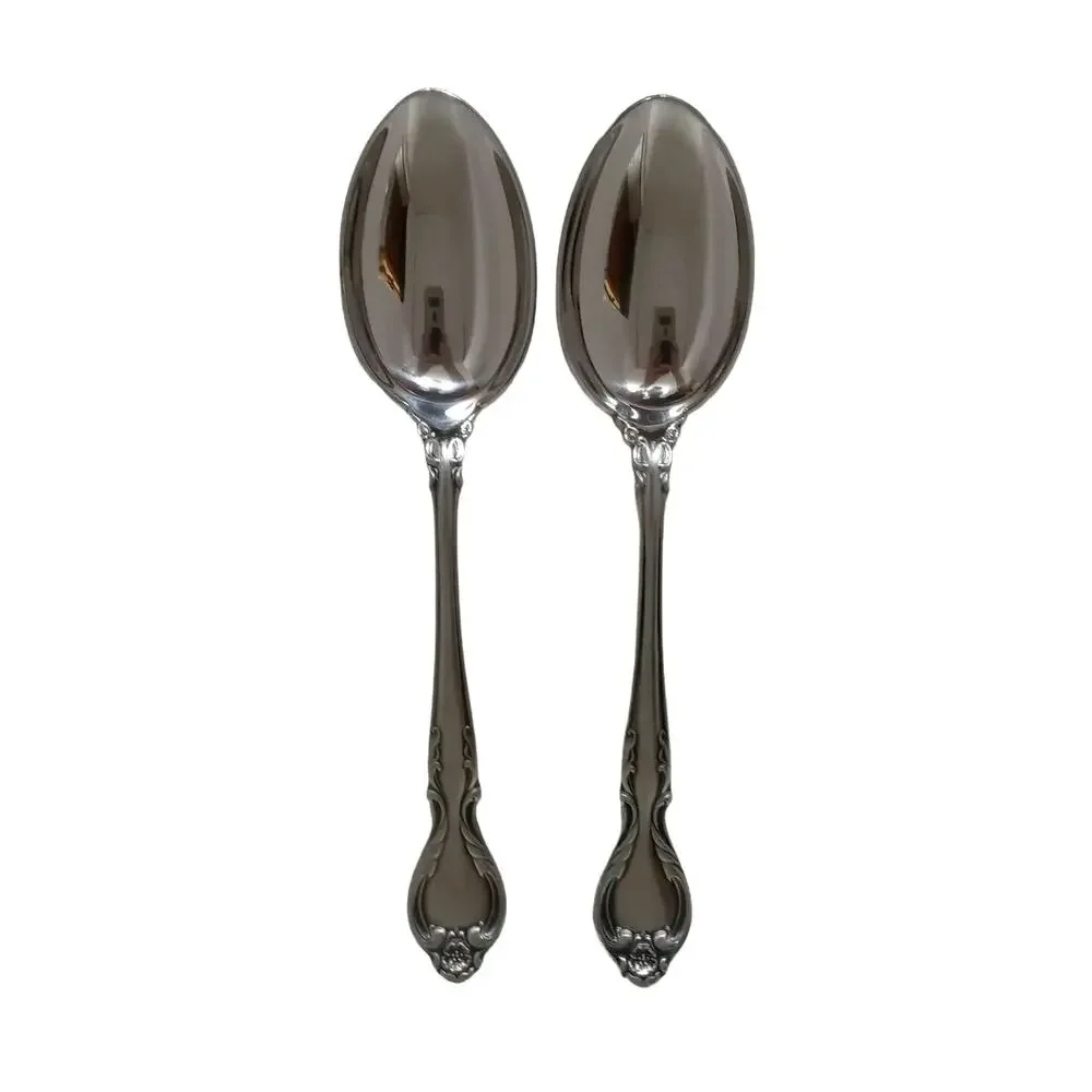 Vintage Lyons Queens Fancy Large Serving Spoons Serve Ware Stainless Steel